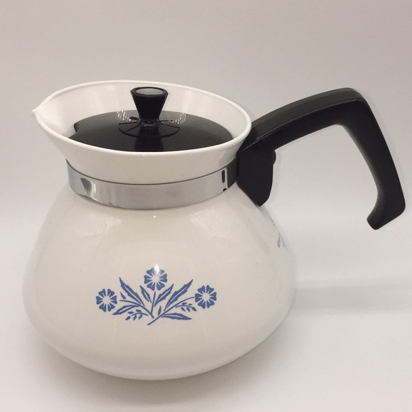 Vintage Corning Ware Blue Cornflower 6 Cup Teapot White with Lid - Picture 1 of 12